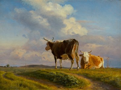 Two Cows in an Open Field by Johan Thomas Lundbye
